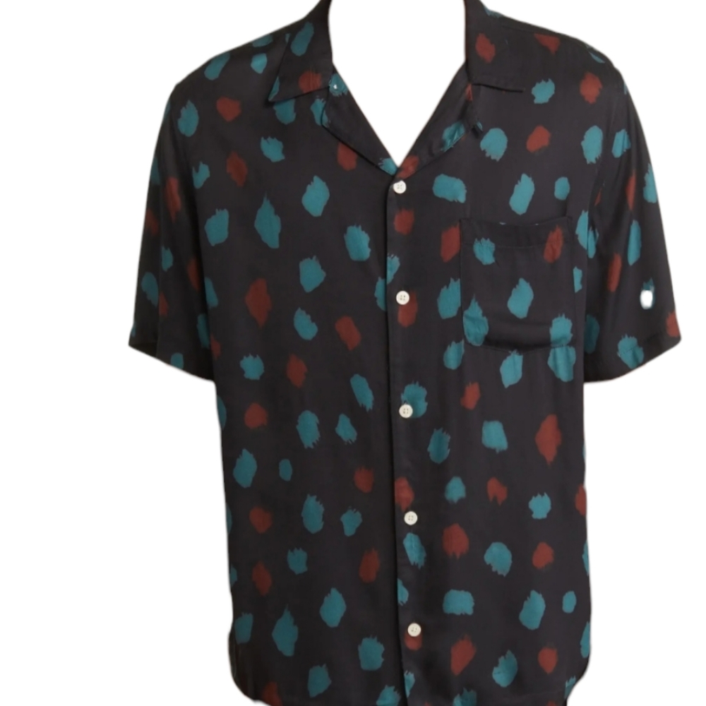 ALLSAINTS Relaxed Fit Tab Brushstroke Print Shirt